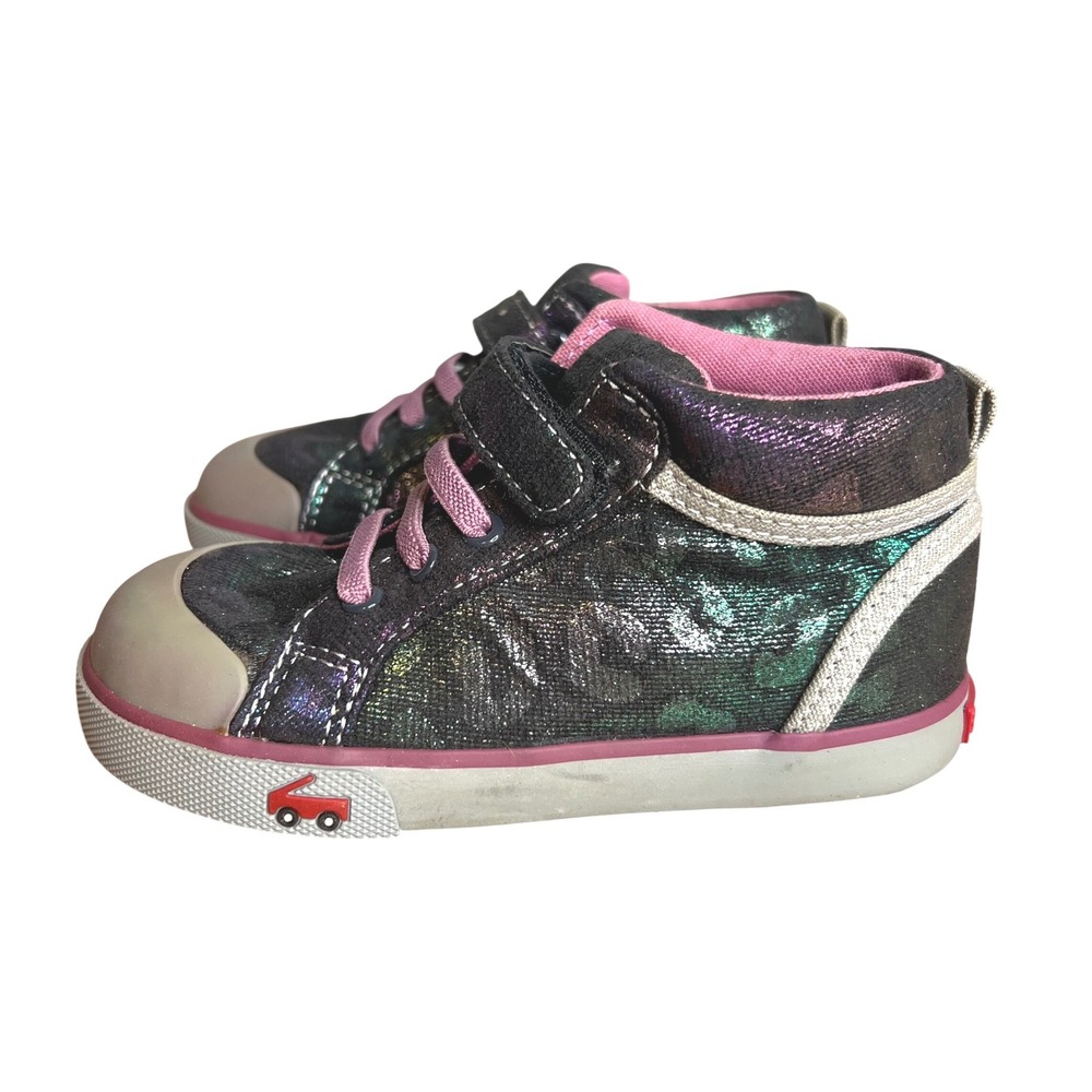 See Kai Run‎ High Top Sneaker Girls Sz 6 Leopard Iridescent Metallic NEW